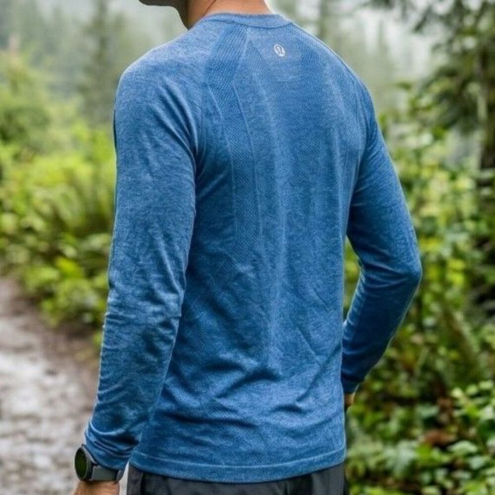 Lululemon Mens Small Metal Vent Tech Shirt Longsleeve Heathered Lakeside Blue - Picture 2 of 8